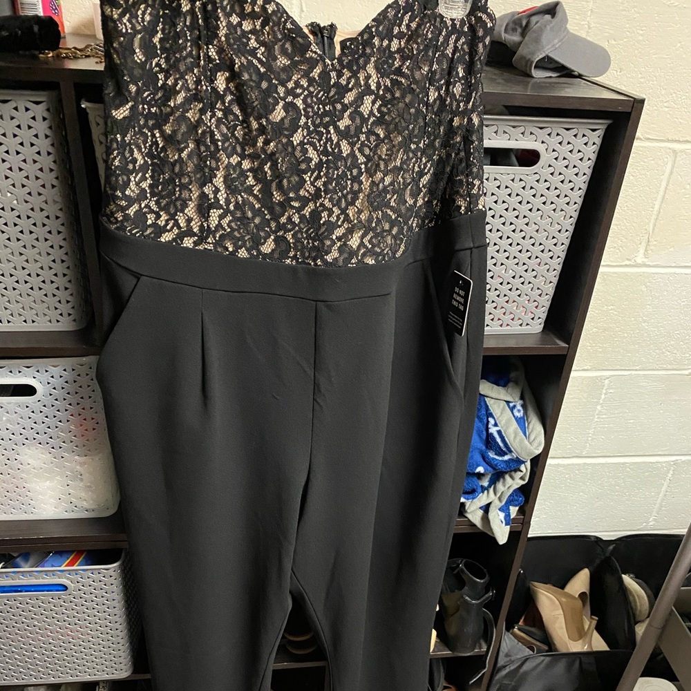 Express sweetheart strapless jumpsuit